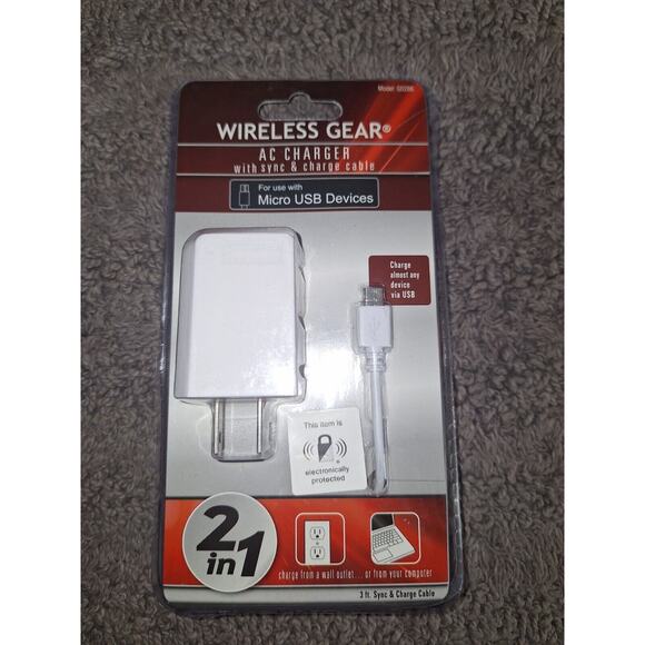 AC Charger With Sync & Charger Cable MICRO USB DEVICES White - Picture 1 of 4